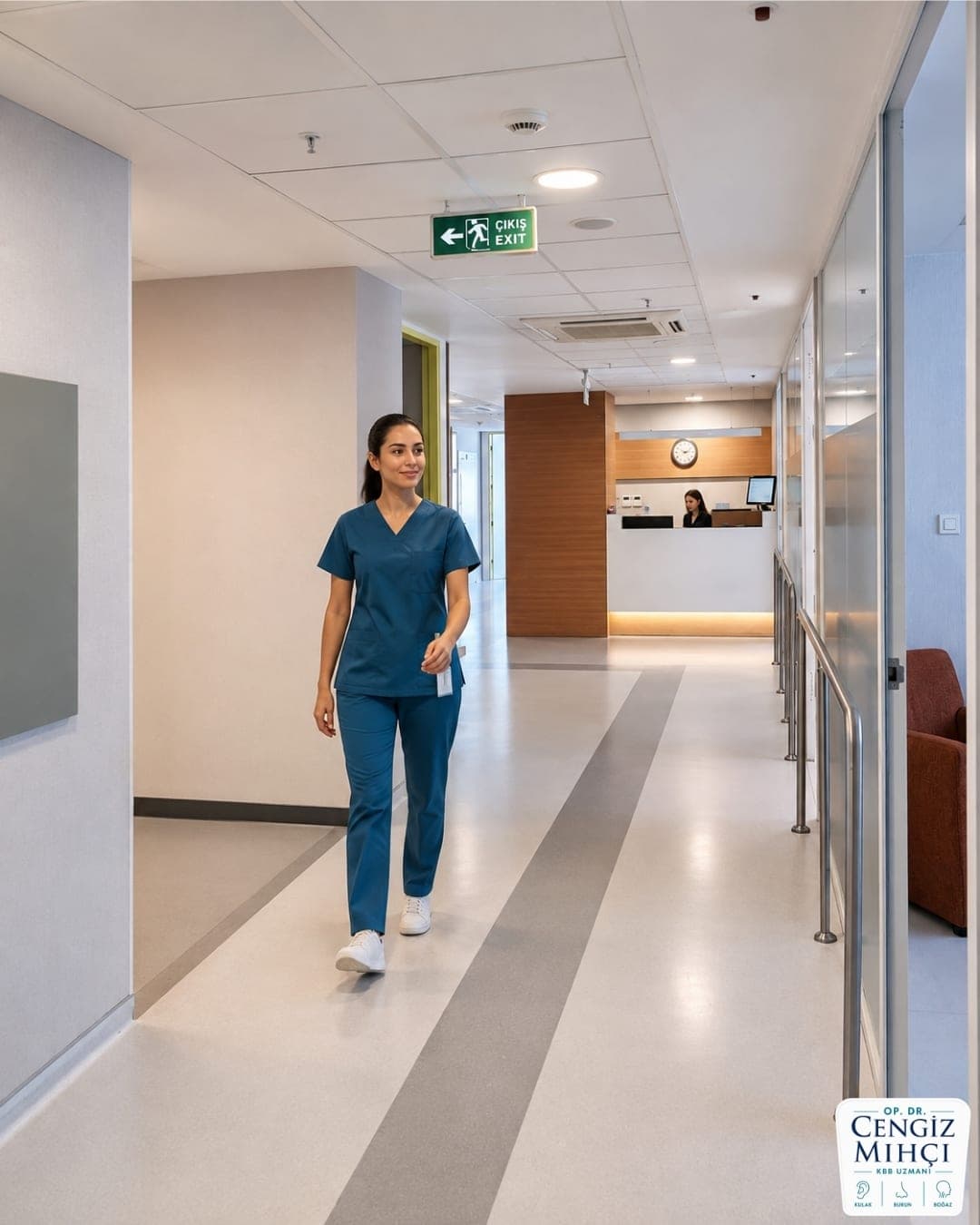 Klinik koridoru ve resepsiyon